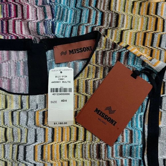 NWT Missoni Metallic Crochet Knit Dress Rainbow Stripe Small IT40 Mini New Rare - Picture 14 of 16